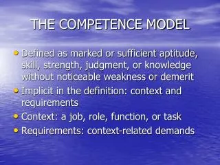 THE COMPETENCE MODEL