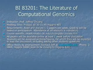 BI 83201: The Literature of Computational Genomics