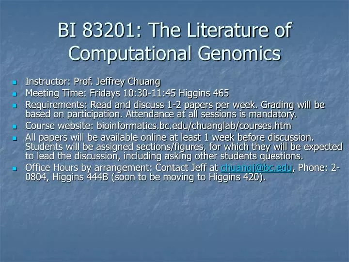 bi 83201 the literature of computational genomics