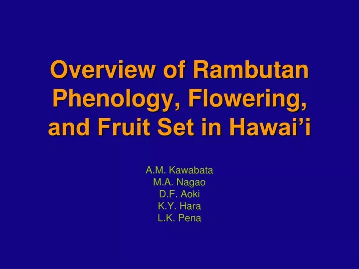 overview of rambutan phenology flowering and fruit set in hawai i
