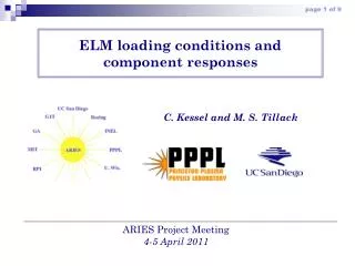 ELM loading conditions and component responses