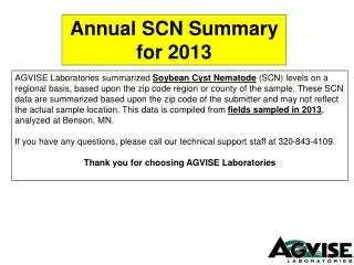 Annual SCN Summary for 2013
