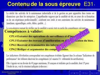 contenu de la sous preuve e31