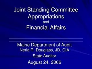 Joint Standing Committee Appropriations and Financial Affairs