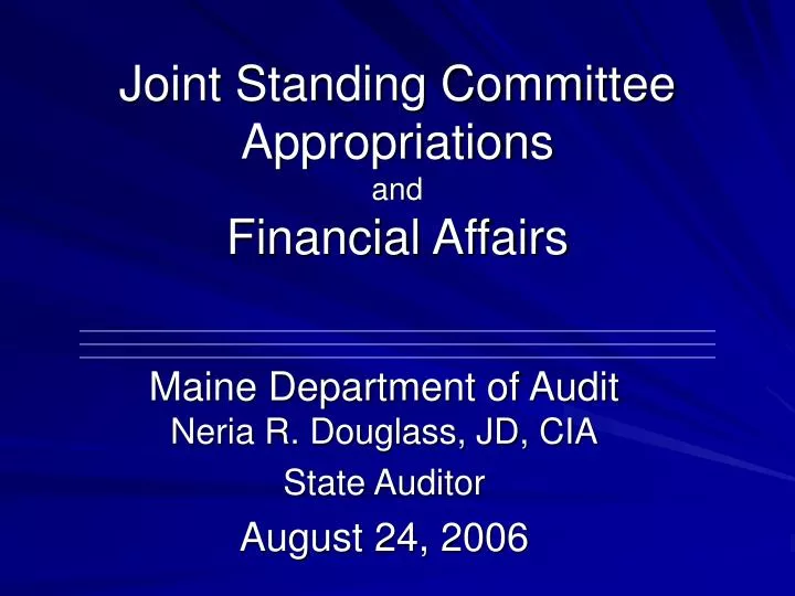joint standing committee appropriations and financial affairs