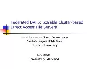 Federated DAFS: Scalable Cluster-based Direct Access File Servers