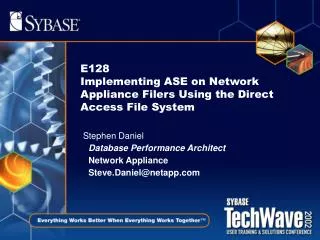 E128 Implementing ASE on Network Appliance Filers Using the Direct Access File System