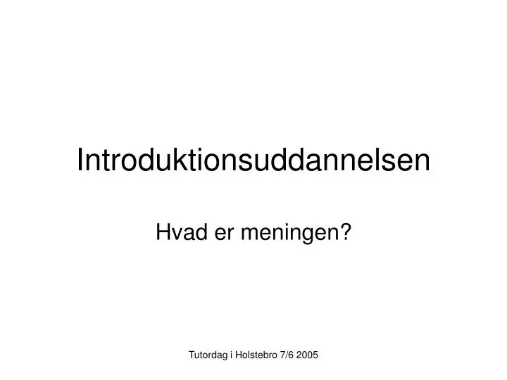 introduktionsuddannelsen