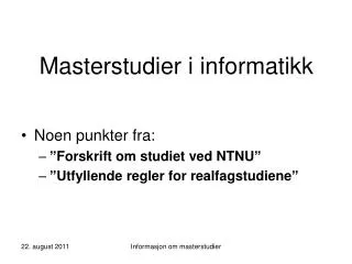 masterstudier i informatikk