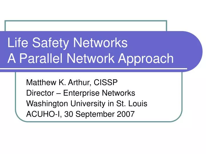 life safety networks a parallel network approach