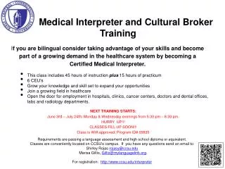 Medical Interpreter and Cultural Broker Training