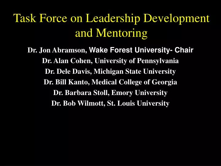 task force on leadership development and mentoring