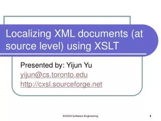 Localizing XML documents (at source level) using XSLT