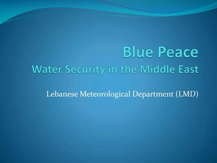 blue peace water security in the middle east