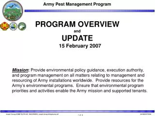 PROGRAM OVERVIEW and UPDATE