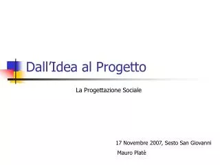 dall idea al progetto