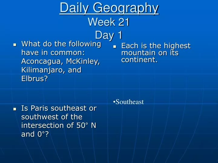 daily geography week 21 day 1