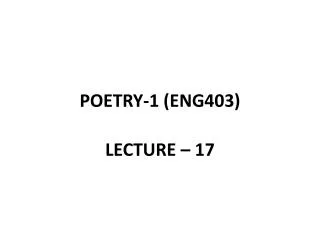POETRY-1 (ENG403)