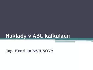 Náklady v ABC kalkulácií