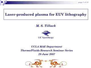 Laser-produced plasma for EUV lithography