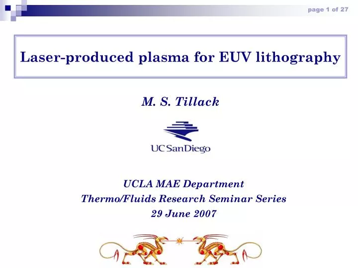 laser produced plasma for euv lithography