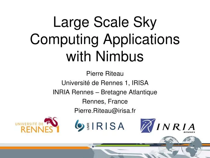 large scale sky computing applications with nimbus