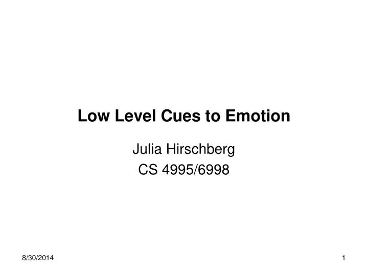 low level cues to emotion