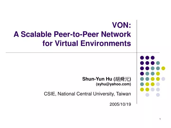 von a scalable peer to peer network for virtual environments