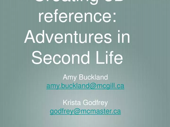 creating 3d reference adventures in second life
