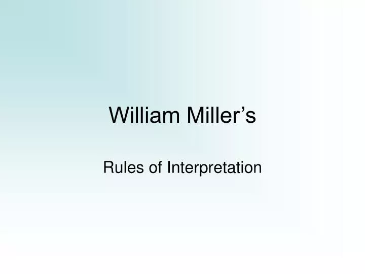 william miller s