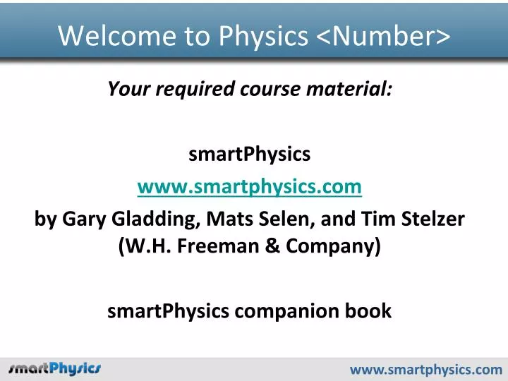 welcome to physics number