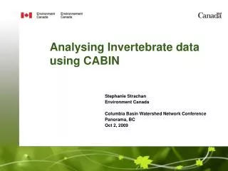 Analysing Invertebrate data using CABIN