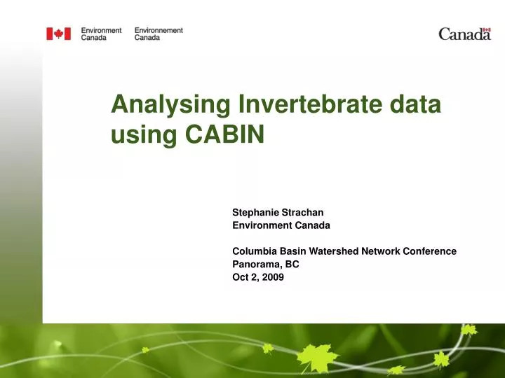 analysing invertebrate data using cabin