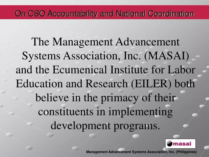 on cso accountability and national coordination