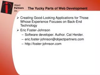 The Yucky Parts of Web Development