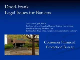 Dodd-Frank Legal Issues for Bankers