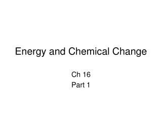 energy and chemical change