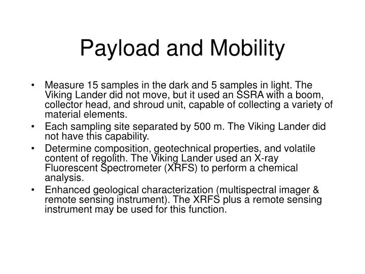 payload and mobility