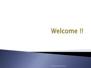 Welcome !!