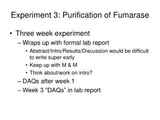 Experiment 3: Purification of Fumarase