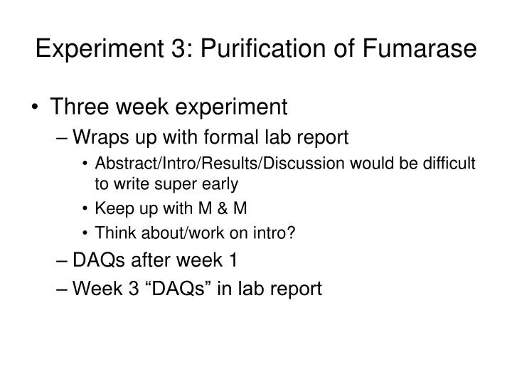 experiment 3 purification of fumarase