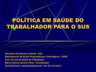 pol tica em sa de do trabalhador para o sus