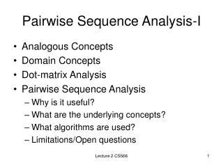 Pairwise Sequence Analysis-I