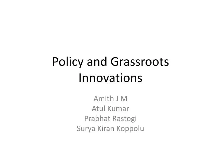 policy and grassroots innovations