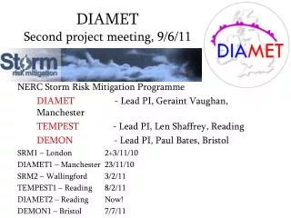 DIAMET Second project meeting, 9/6/11