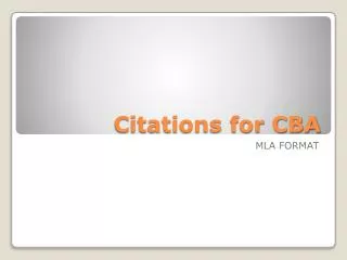 Citations for CBA