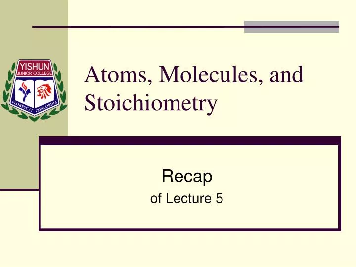 atoms molecules and stoichiometry