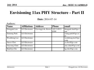 Envisioning 11ax PHY Structure - Part II