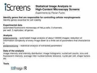 Statistical Image Analysis in High-Content Microscopy Screens