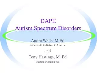 DAPE Autism Spectrum Disorders